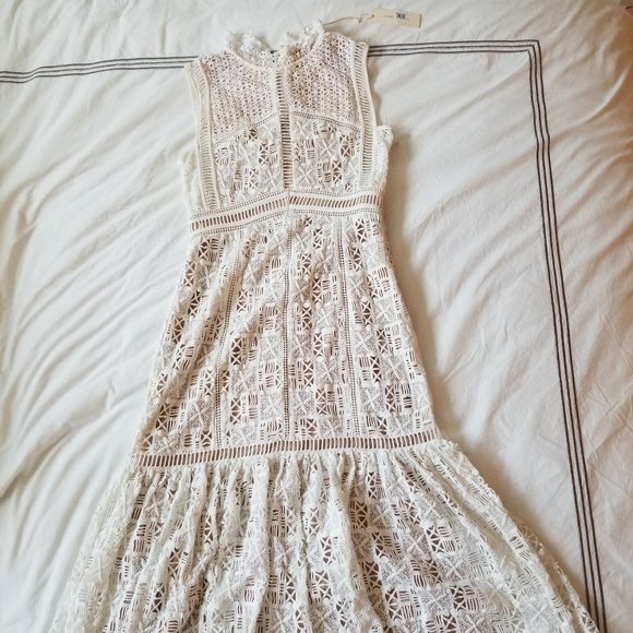 NWT Rebecca Taylor SLEEVELESS CROCHET LACE DRESS - Picture 8 of 9